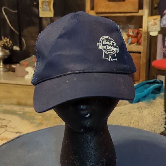 Pabst Blue Ribbon Beer Trucker Hat PBR Mesh Back Snapback Cap - Picture 6 of 6
